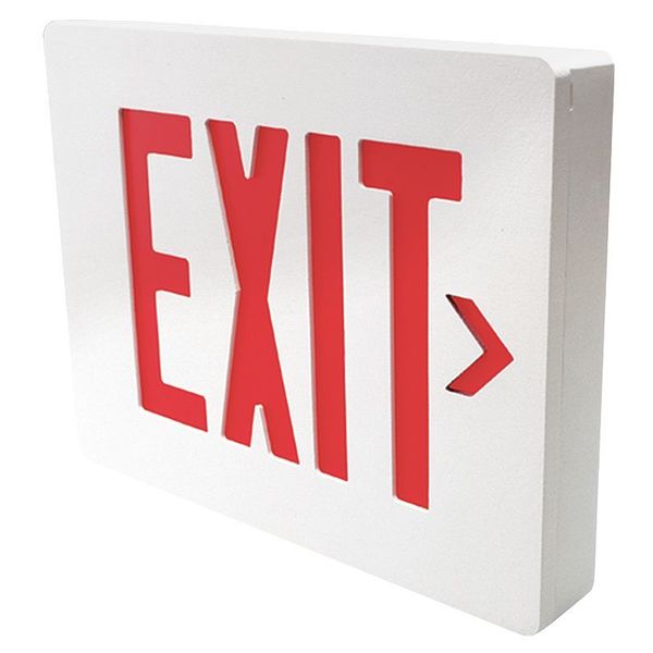Exit Sign, Red Letters, Wht Hsng, Dubl Face