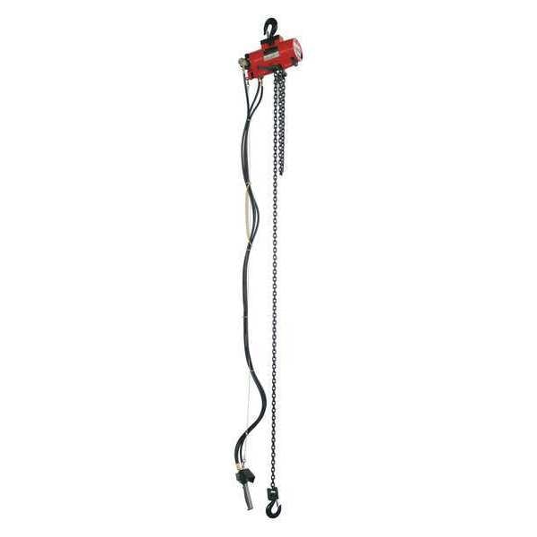 Air Chain Hoist, 500 lb.Cap., 20 ft.Lift