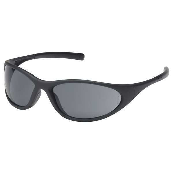 Safety Glasses, Wraparound Gray Polycarbonate Lens, Scratch-Resistant