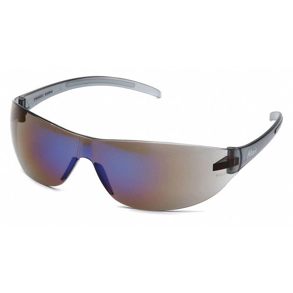 Safety Glasses, Traditional Blue Mirror Polycarbonate Lens, Scratch-Resistant