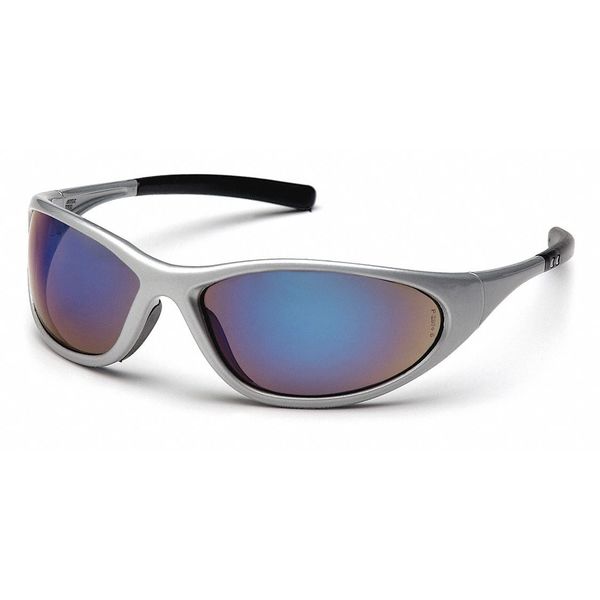 Safety Glasses, Traditional Blue Mirror Polycarbonate Lens, Scratch-Resistant