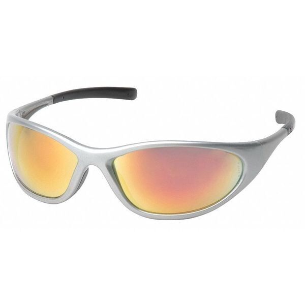 Safety Glasses, Traditional Orange Mirror Polycarbonate Lens, Scratch-Resistant