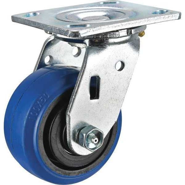 Swivel Plate Caster, Rubber, 4 in., 400 lb.