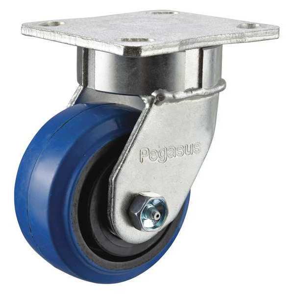 Swivel Plate Caster, Rubber, 4 in., 400 lb.