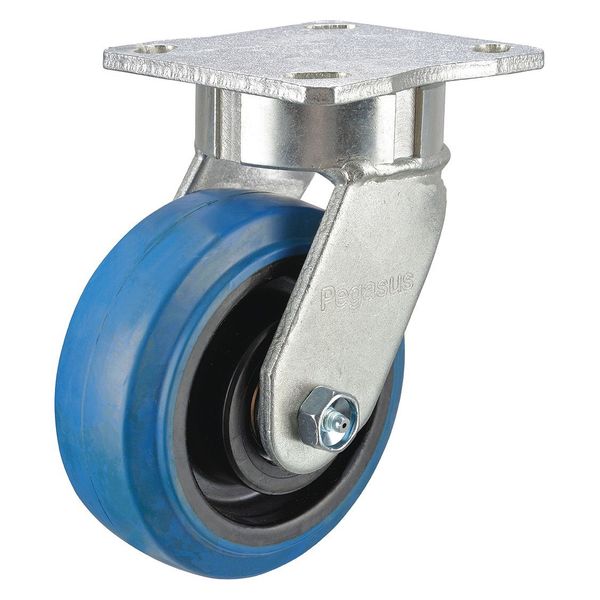 Swivel Plate Caster, Rubber, 8 in., 700 lb.