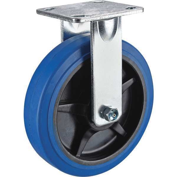 Rigid Plate Caster, Rubber, 8 in., 700 lb.