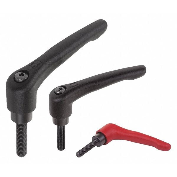 Adjustable Handle, Steel, Size: 1 10-24X20, Red RAL 3003 Powder Coated, Comp: Black Oxidized