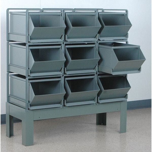 Steel Sectional Stacking Bin, 38 in D x 42 in H x 20 1/2 in W, 3 Shelves, Gray