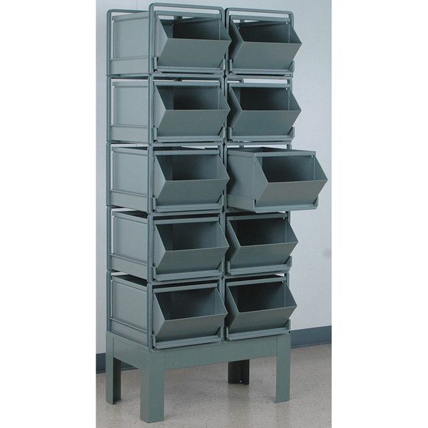 Steel Sectional Stacking Bin, 24 in D x 70 in H x 31 in W, 5 Shelves, Gray
