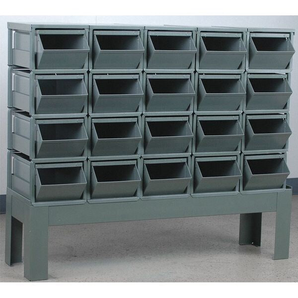 Steel Sectional Stacking Bin, 54 1/4 in D x 42 in H x 18 3/4 in W, 4 Shelves, Gray