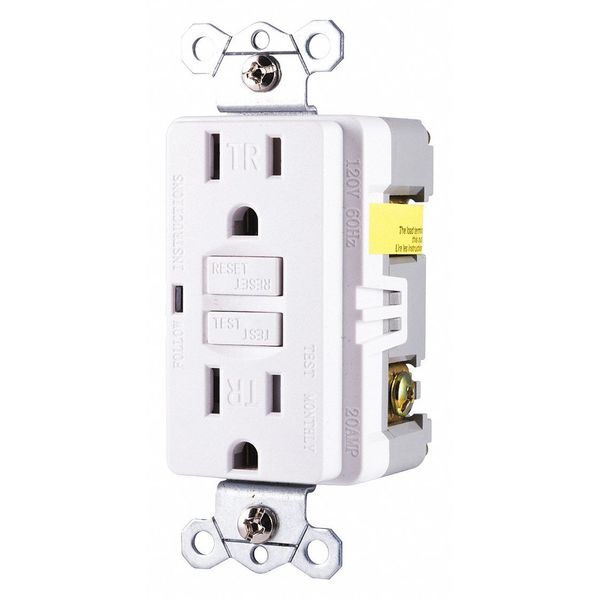 Ground Fault Receptacle, 15A, TR, White