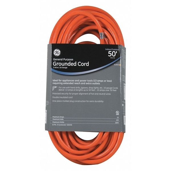 Extension Cord, In/Outdoor, Grounded, 50 ft