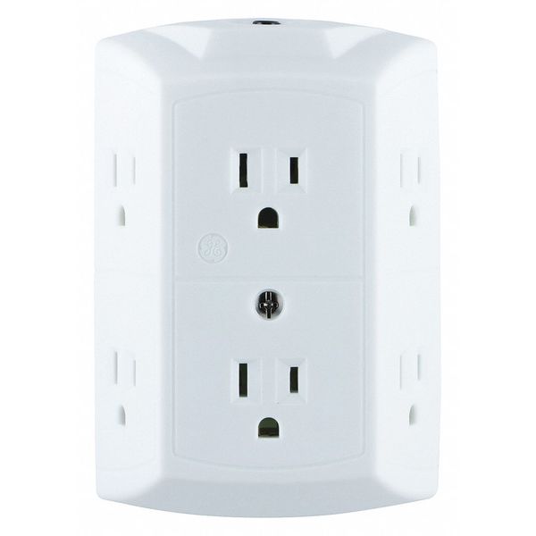Tap, Grounded, 6-Outlet, White