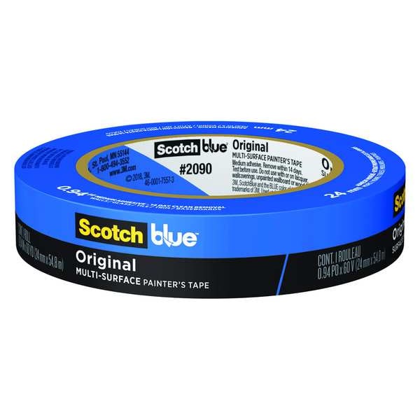 Painter's Tape, 15/16 in W x 60 yd L, 5.4 mil Thick, Blue, Scotch Blue 2090, 1 Pk