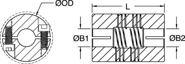 Coupling, 6 Beam Clamp, Bore 5/16x5/16 In