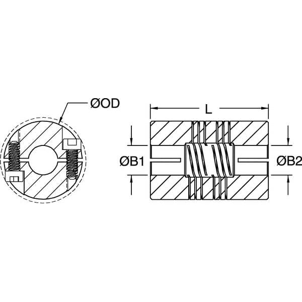 Coupling, 6 Beam Clamp, Bore 3/8 x 5/16 In