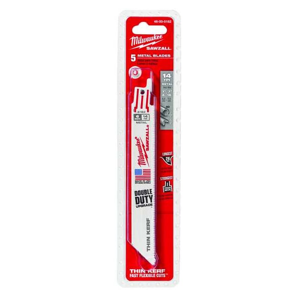 6 in 14 TPI SAWZALL Blades, 5 Pack