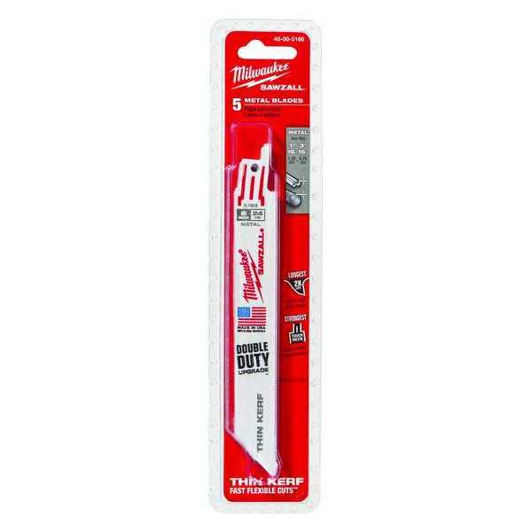 6 in 24 TPI SAWZALL Blades, 5 Pack