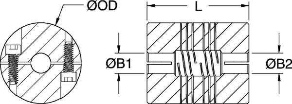Coupling, 4 Beam Clamp, Bore 3 x 3 mm