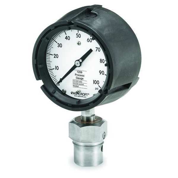 Pressure Gauge, 0 to 100 psi, 1/2 in FNPT, Plastic, Black