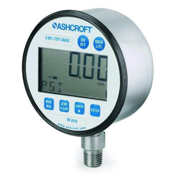 Digital Pressure Gauge, 0 to 600 psi, 1/4 in MNPT, Metal, Gray