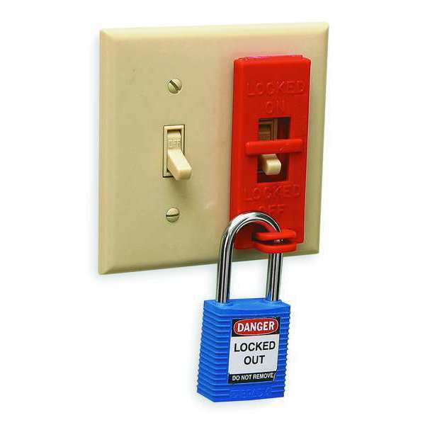 Wall Swtch Lckout, Red, 9/32 In. Dia., PK6