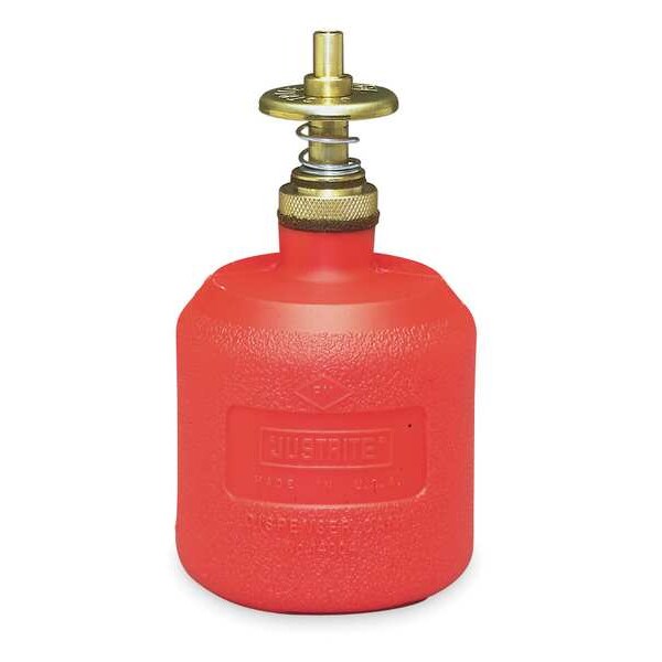 Dispensing Bottle, 8 oz Capacity, Polyethylene, Red, 3 1/8 in Outside Diameter, FM Approved