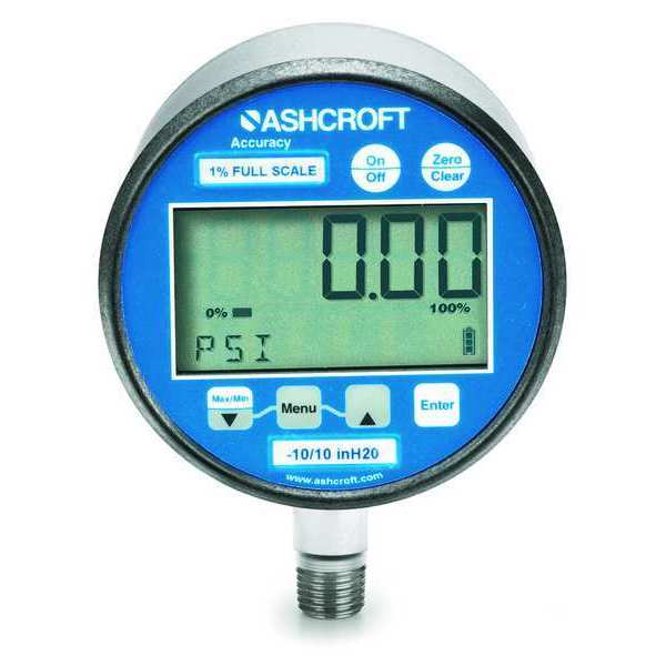 Digital Pressure Gauge with Transmitter, 0 to 1000 psi, 1/4 in MNPT, Metal