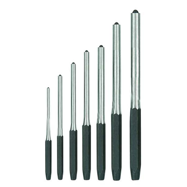 Roll Pin Punch Set, 1/16 To 5/16 In, 7 Pc