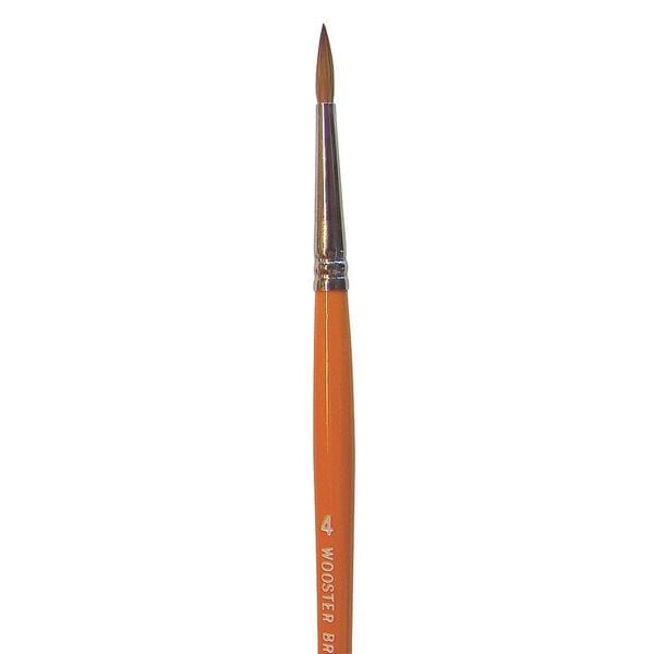 #4 Artist Paint Brush, Red Sable Bristle, Wood Handle, 1