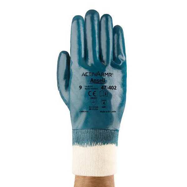 Nitrile Coated Gloves, Full Coverage, Blue, M, PR