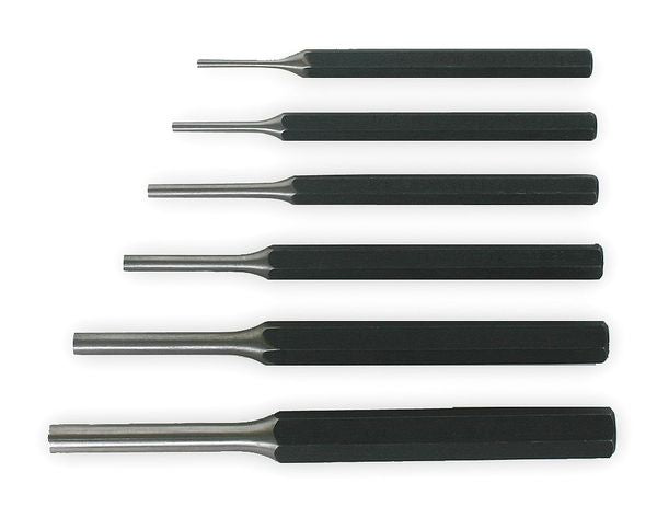 Pin Punch Set, 3/32 To 5/16 In, 6 Pc