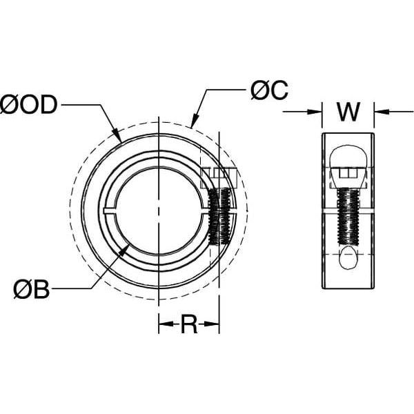 Shaft Collar, Clamp, 1Pc, 2-1/2 In, Alum