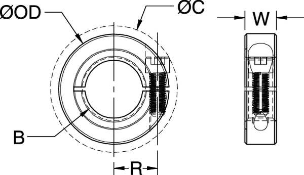 Shaft Collar, Threaded, 1Pc, 7/8-14 In, SS