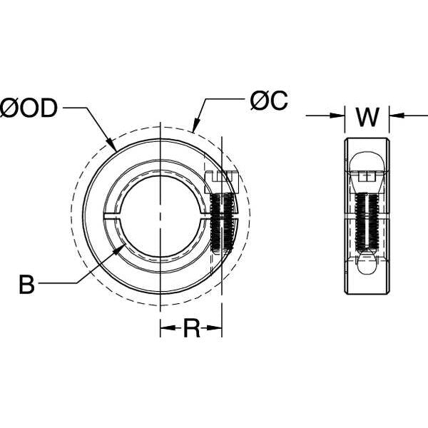 Shaft Collar, Threaded, 1Pc, 3/4-16 In, SS