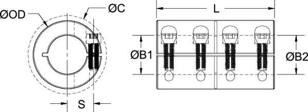Coupling, One Piece, Bore Dia 5 mm