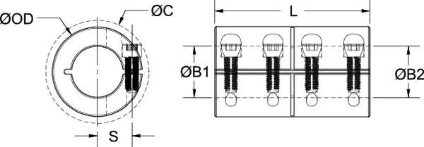 Coupling, One Piece, Bore Dia 40 mm