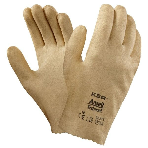PVC Coated Gloves, Full Coverage, Yellow, L, PR