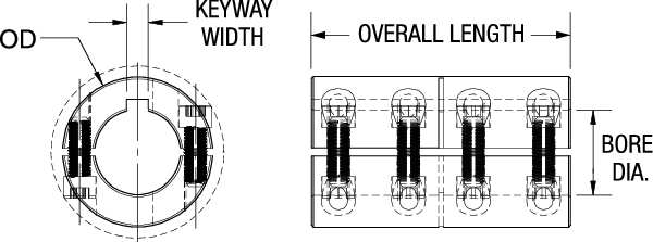 Coupling, Two Piece, Bore Dia 16 mm