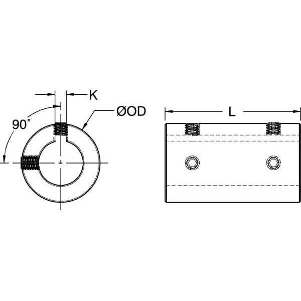 Coupling, Set Screw Type, Bore 1 3/8 In