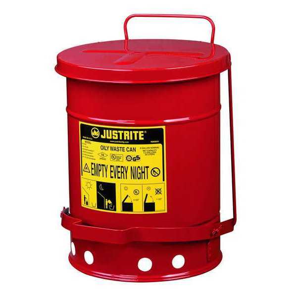 Oily Waste Can, 6 Gal., Steel, Yellow