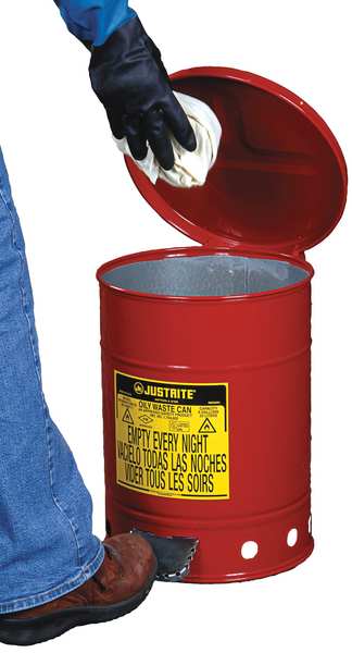 Oily Waste Can, 6 Gal., Steel, Yellow