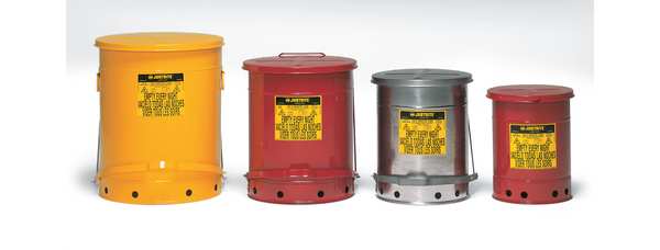 Oily Waste Can, 6 Gal., Steel, Yellow