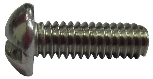 #6-32 x 1/4 in Slotted Round Machine Screw, Plain 18-8 Stainless Steel, 100 PK