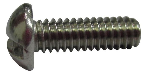 #8-32 x 1/2 in Slotted Round Machine Screw, Plain 18-8 Stainless Steel, 100 PK