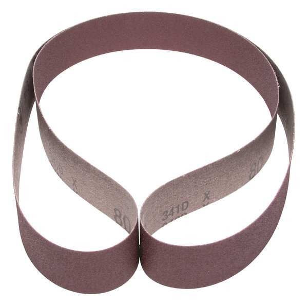 Sanding Belt, Coated, 1 1/2 in W, 60 in L, 80 Grit, Medium, Aluminum Oxide, 341D, Brown