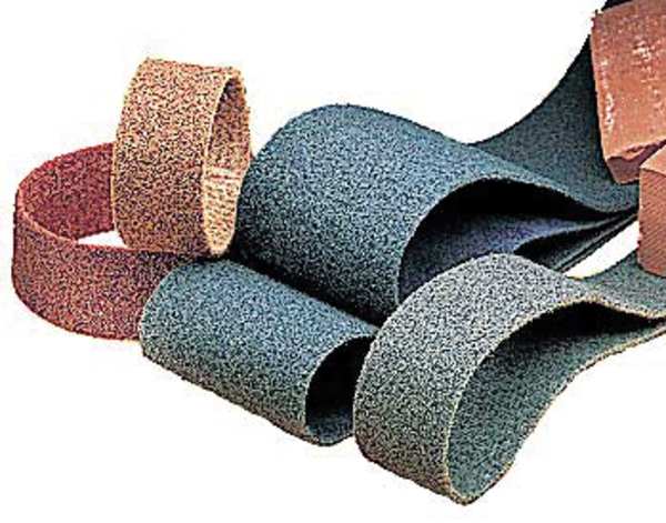 Sanding Belt, 1/2 in W, 18 in L, Non-Woven, Aluminum Oxide, Fine, SE-BS, Blue/Green