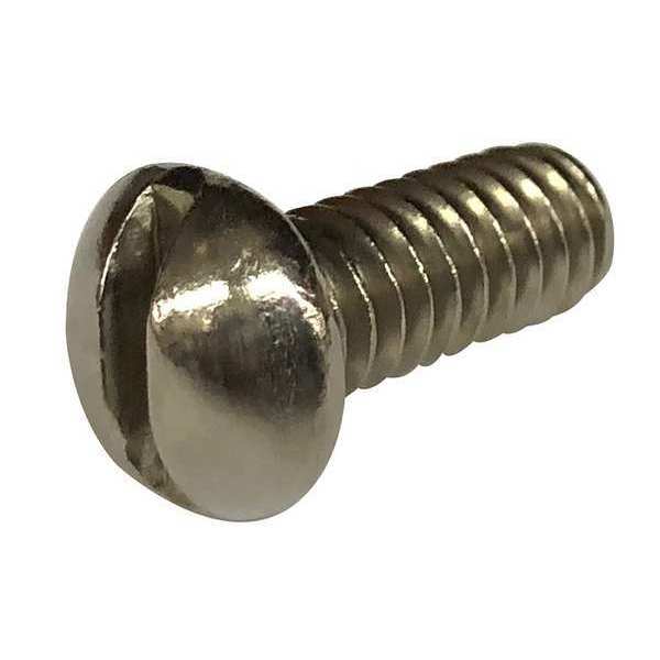 #10-32 x 3-1/2 in Slotted Round Machine Screw, Plain Stainless Steel, 25 PK
