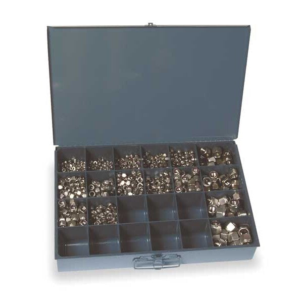 Plain Finish 18-8 Stainless Steel Nylon Insert Hex Lock Nut Assortment, 1090 pc.