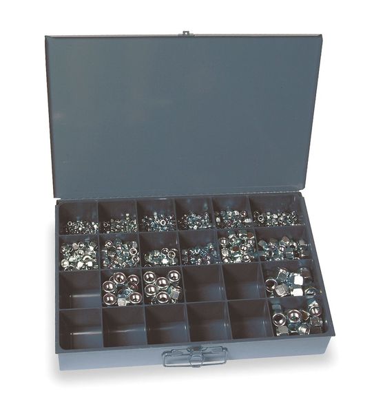 Zinc Plated Finish Steel Nylon Insert Hex Lock Nut Assortment, 1090 pc.